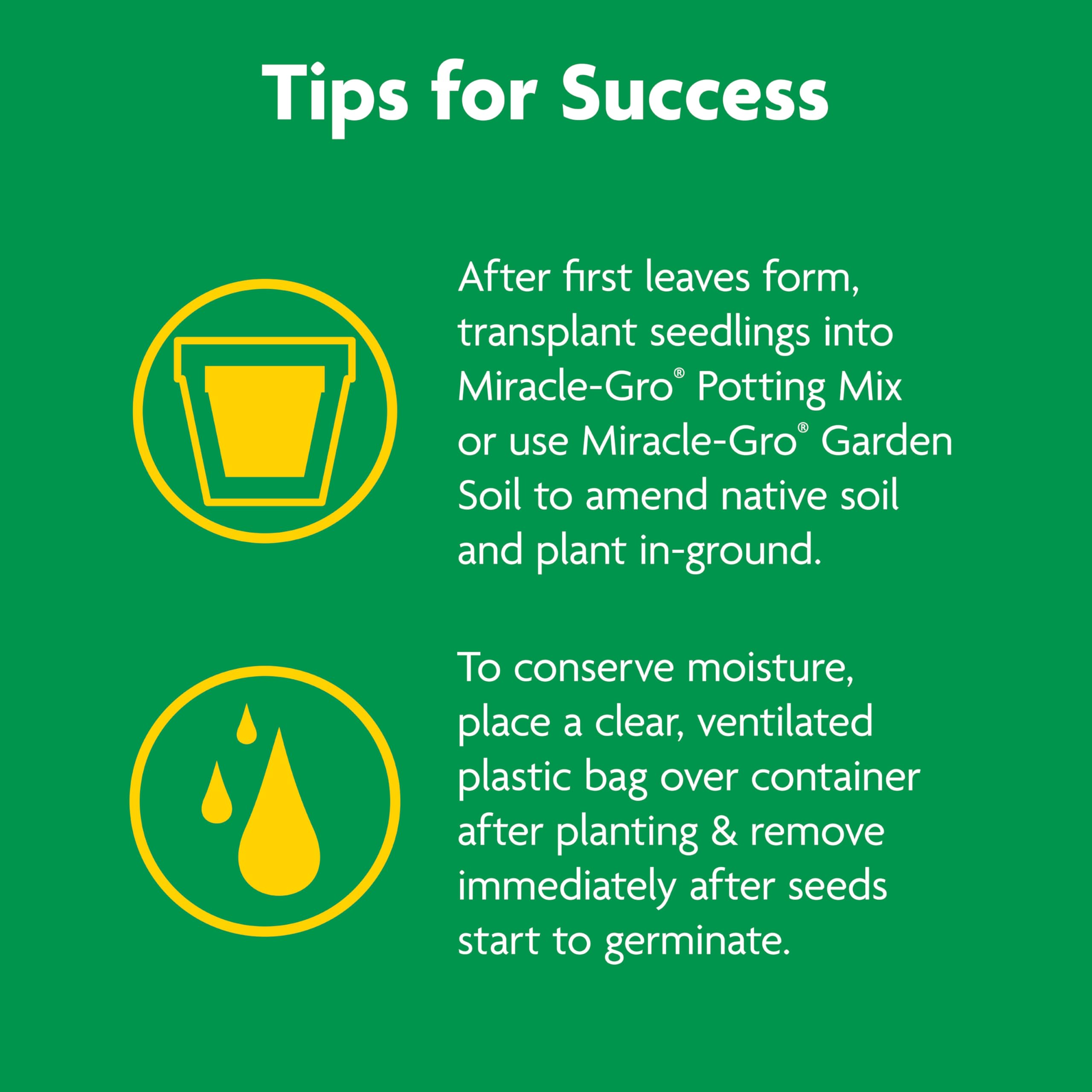 Clear Miracle-Gro Seed Starting Potting Mix packaging and labeling
