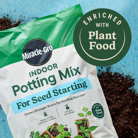 Miracle-Gro seed starting mix in a cell tray ideal for vegetables and herbs.