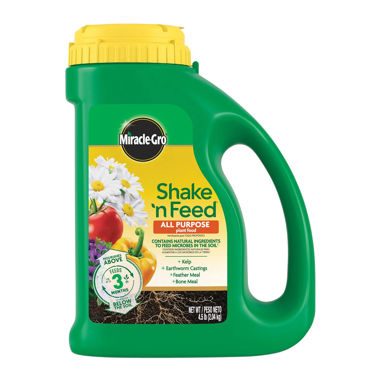 Miracle-Gro Shake 'N Feed all-purpose bottle for easy indoor and outdoor feeding.
