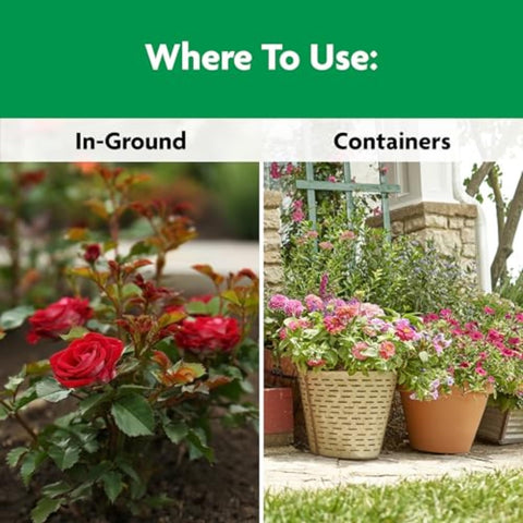 Miracle-Gro Shake 'n Feed works in-ground and in containers.