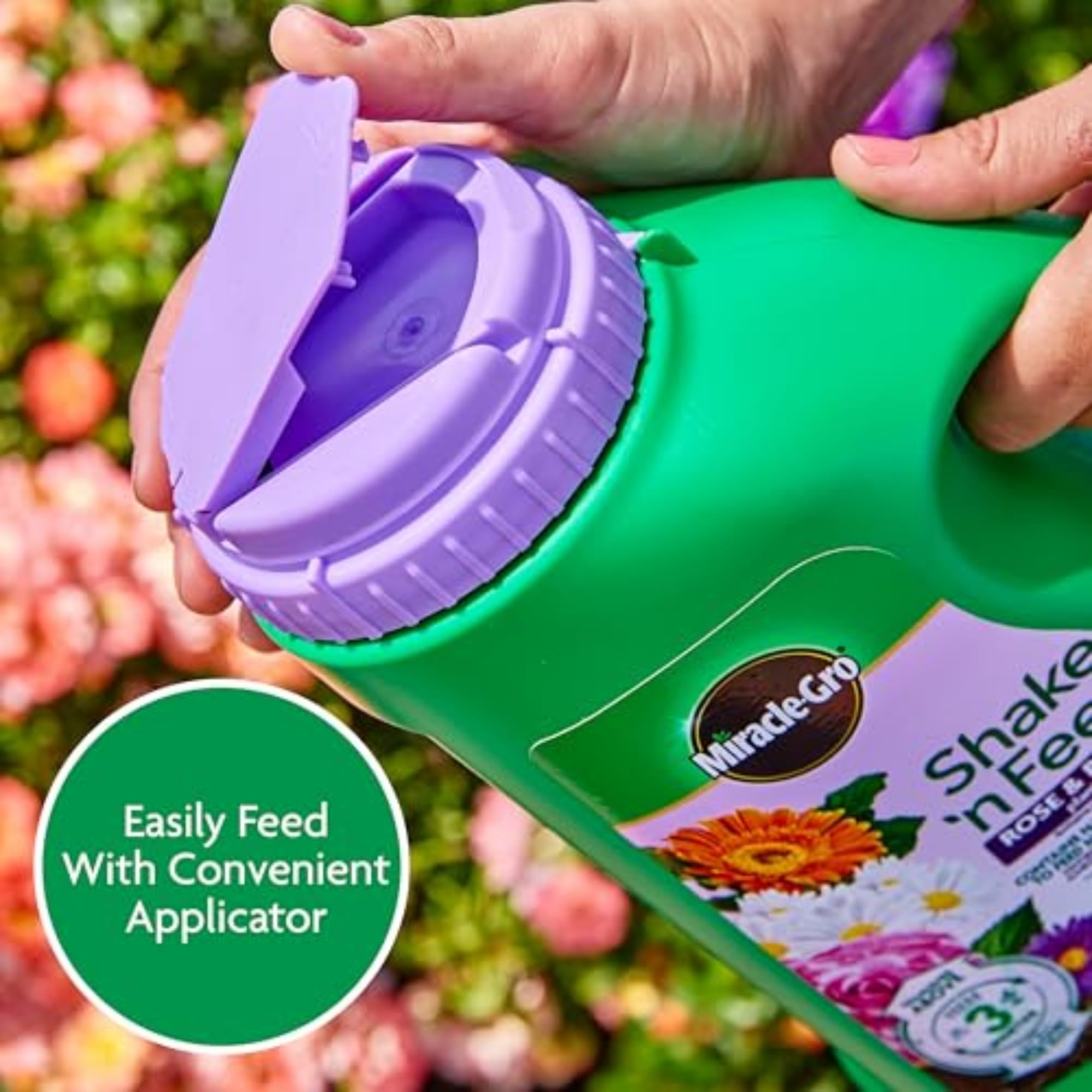 Miracle-Gro Shake 'n Feed uses natural kelp to feed microbes.