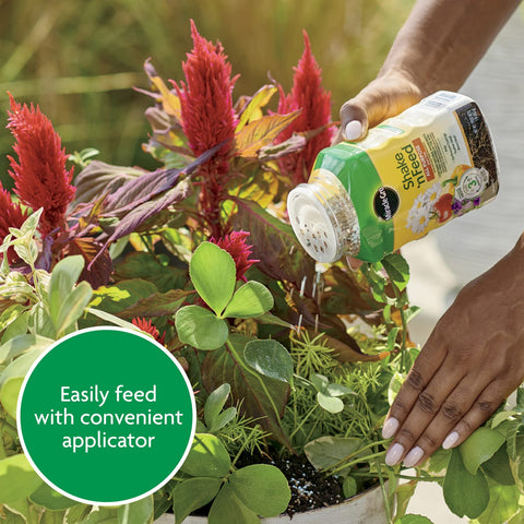 Closeup of Miracle-Gro Shake 'N Feed supporting root development with micronutrients
