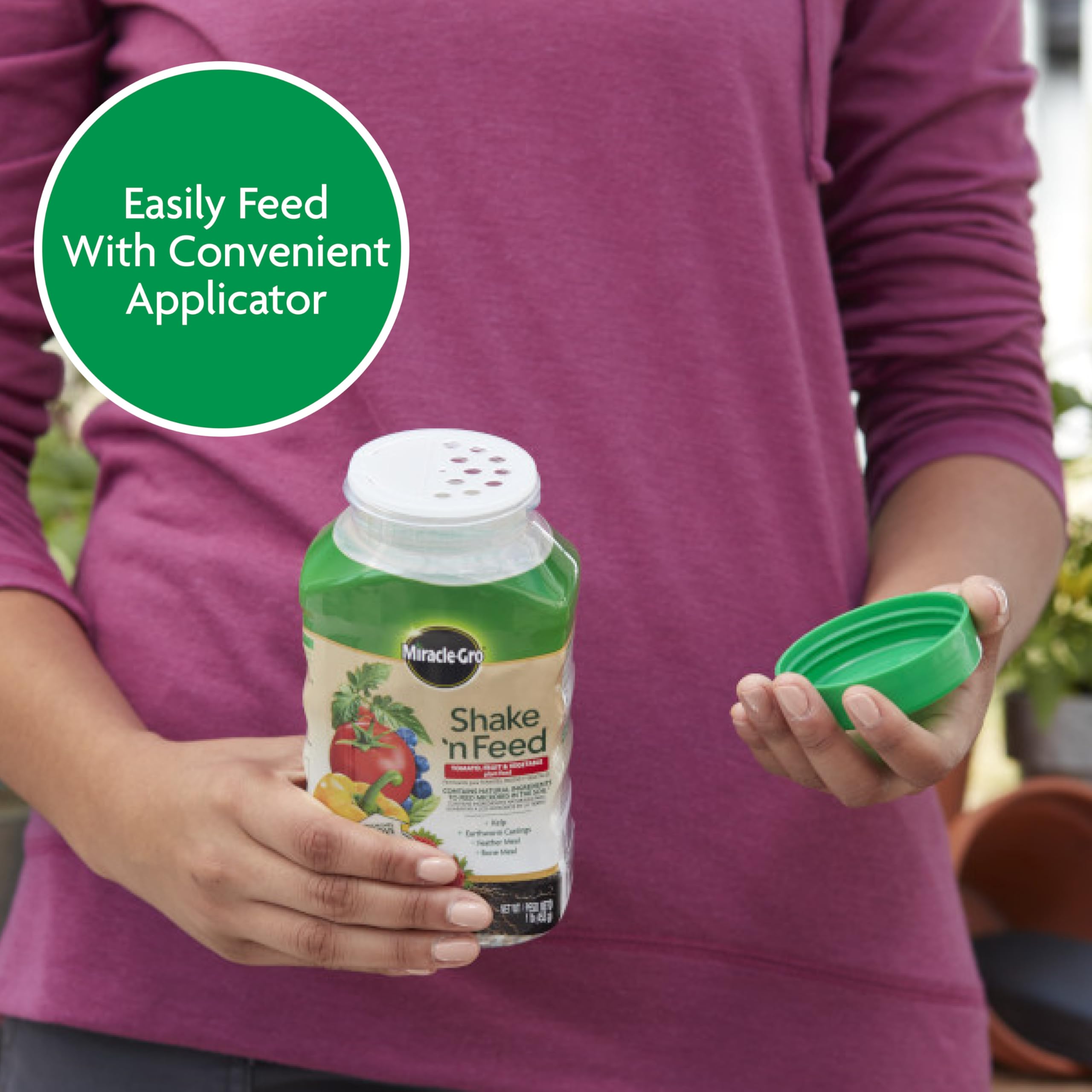 Miracle-Gro Shake 'N Feed promotes a vibrant, thriving garden scene.