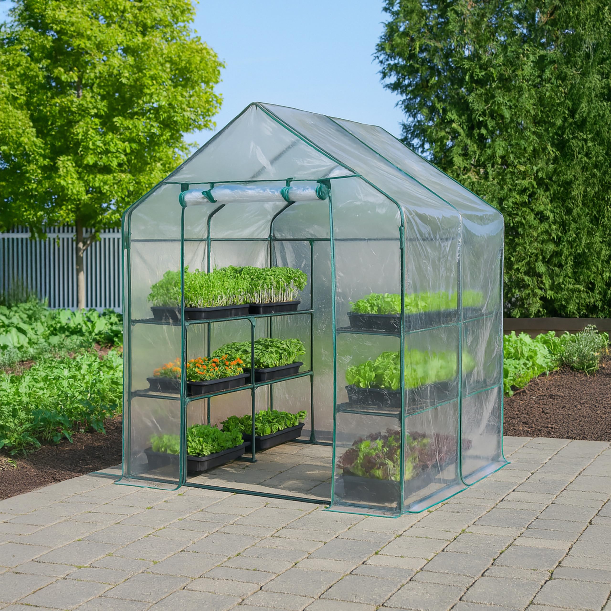 Miracle-Gro Small Walk-In Greenhouse durable steel frame withstands outdoor conditions