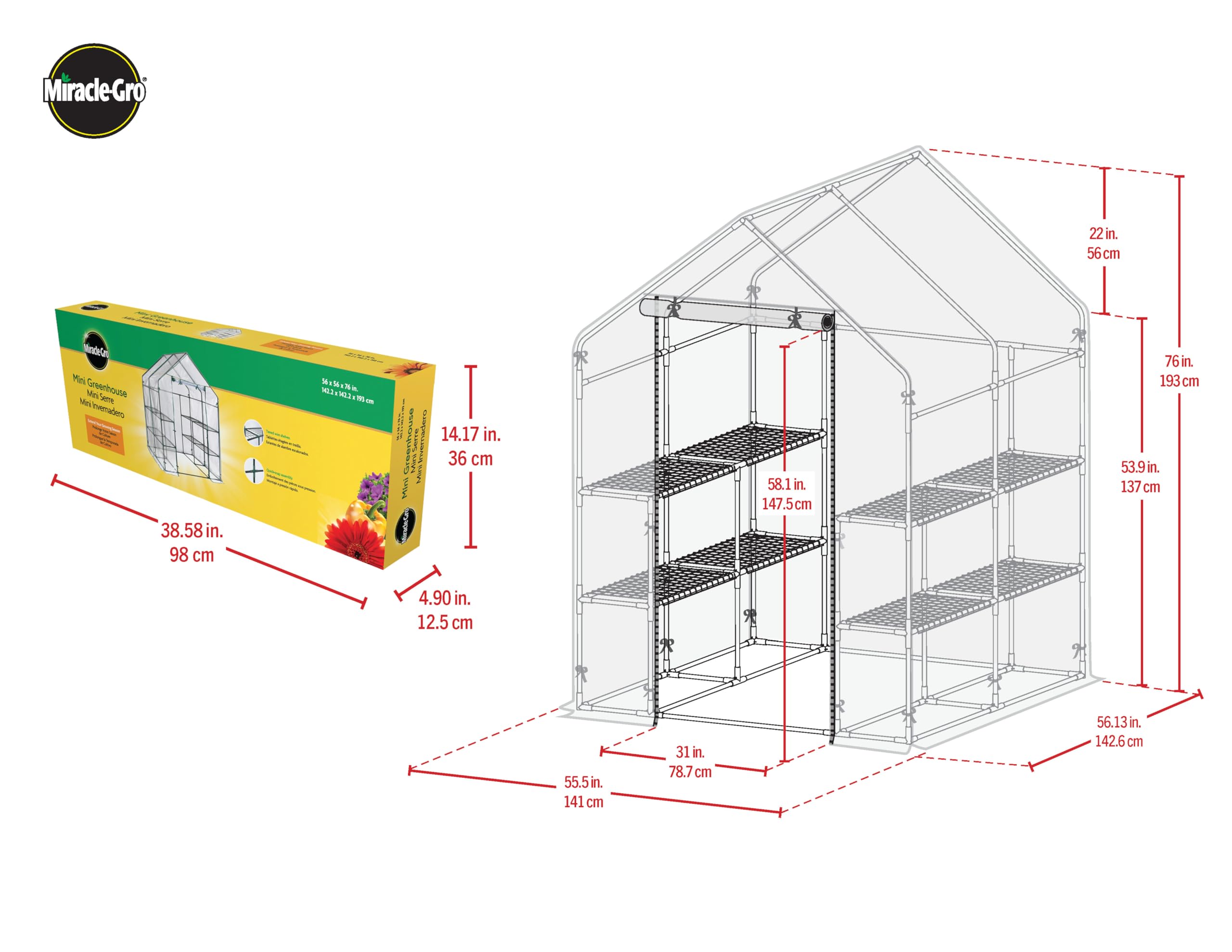 Miracle-Gro Small Walk-In Greenhouse tool-free setup saves time