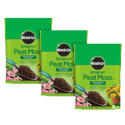 Miracle-Gro Sphagnum Peat Moss three-bag pack for versatile use
