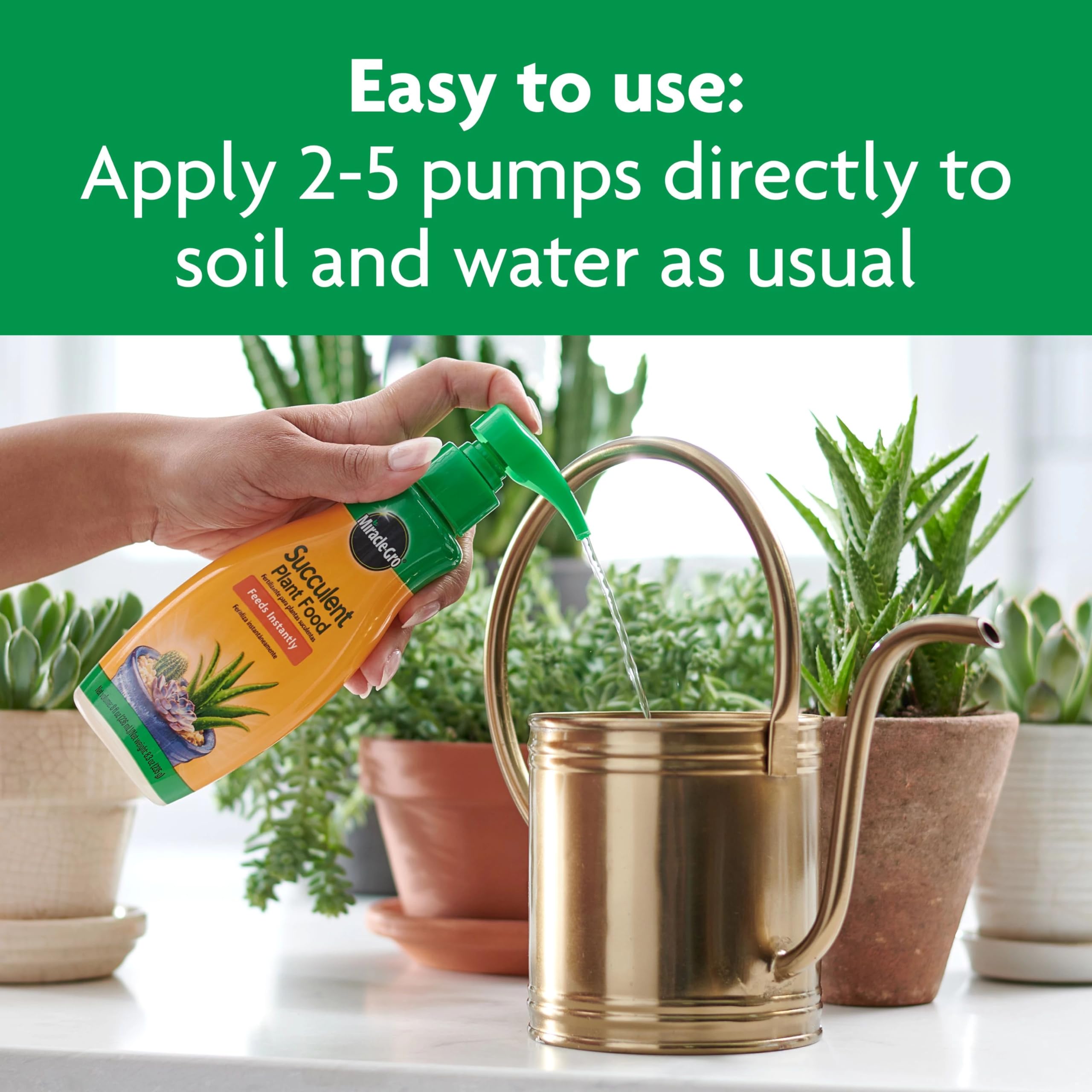 The 0-5-1-1 formula supports balanced growth in indoor succulents with Miracle-Gro.