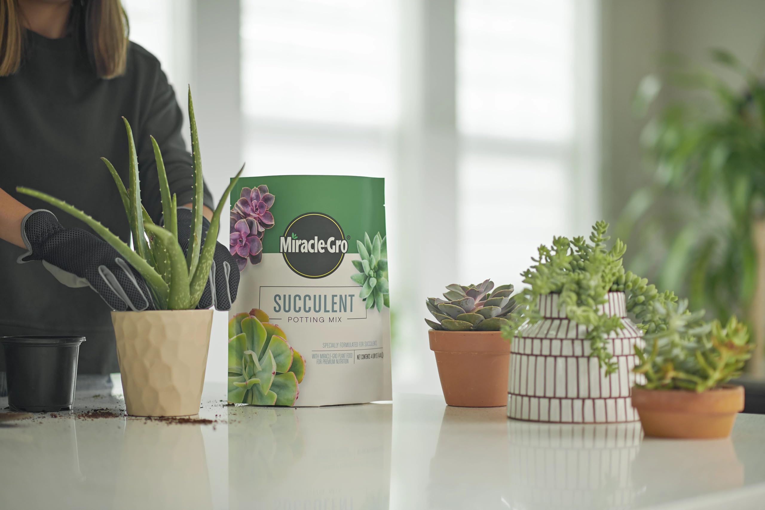 Miracle-Gro Succulent Potting Mix packaging bag for convenient storage