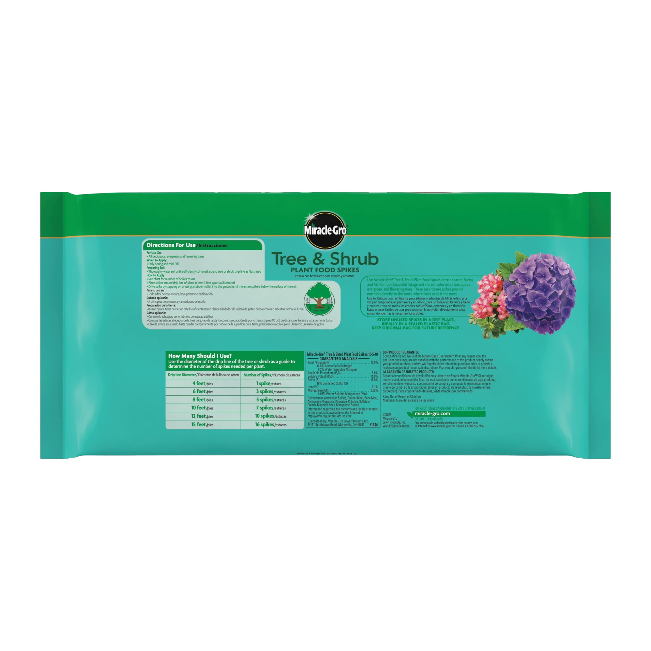 Deciduous and evergreen trees using Miracle-Gro spikes to support color and growth.