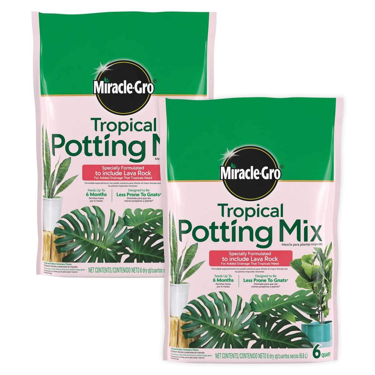 Miracle-Gro Tropical Potting Mix bag close-up for ready tropical planting and nourishment