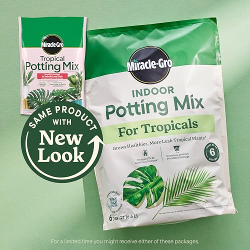 Miracle-Gro Tropical Potting Mix lava rock detail improves drainage for tropical containers