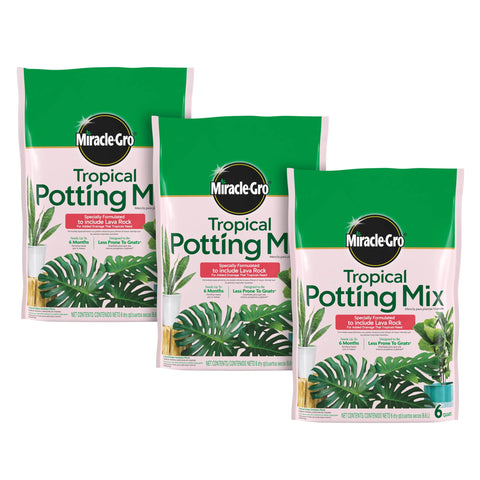 Miracle-Gro Tropical Potting Mix with lava rock for improved drainage in container plants