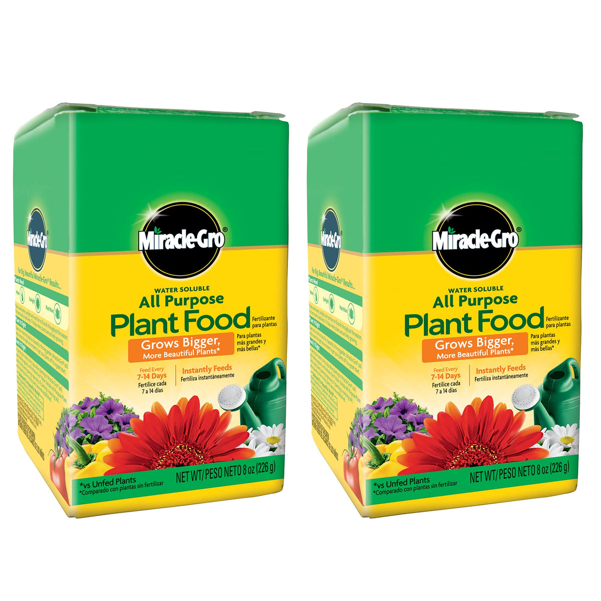 Miracle-Gro water soluble all purpose plant food bottle accelerates indoor and outdoor feeding