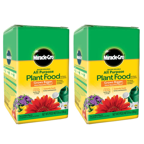 Miracle-Gro water soluble all purpose plant food bottle accelerates indoor and outdoor feeding
