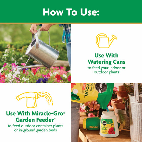Outdoor-use application depicting Miracle-Gro feeding a garden bed.