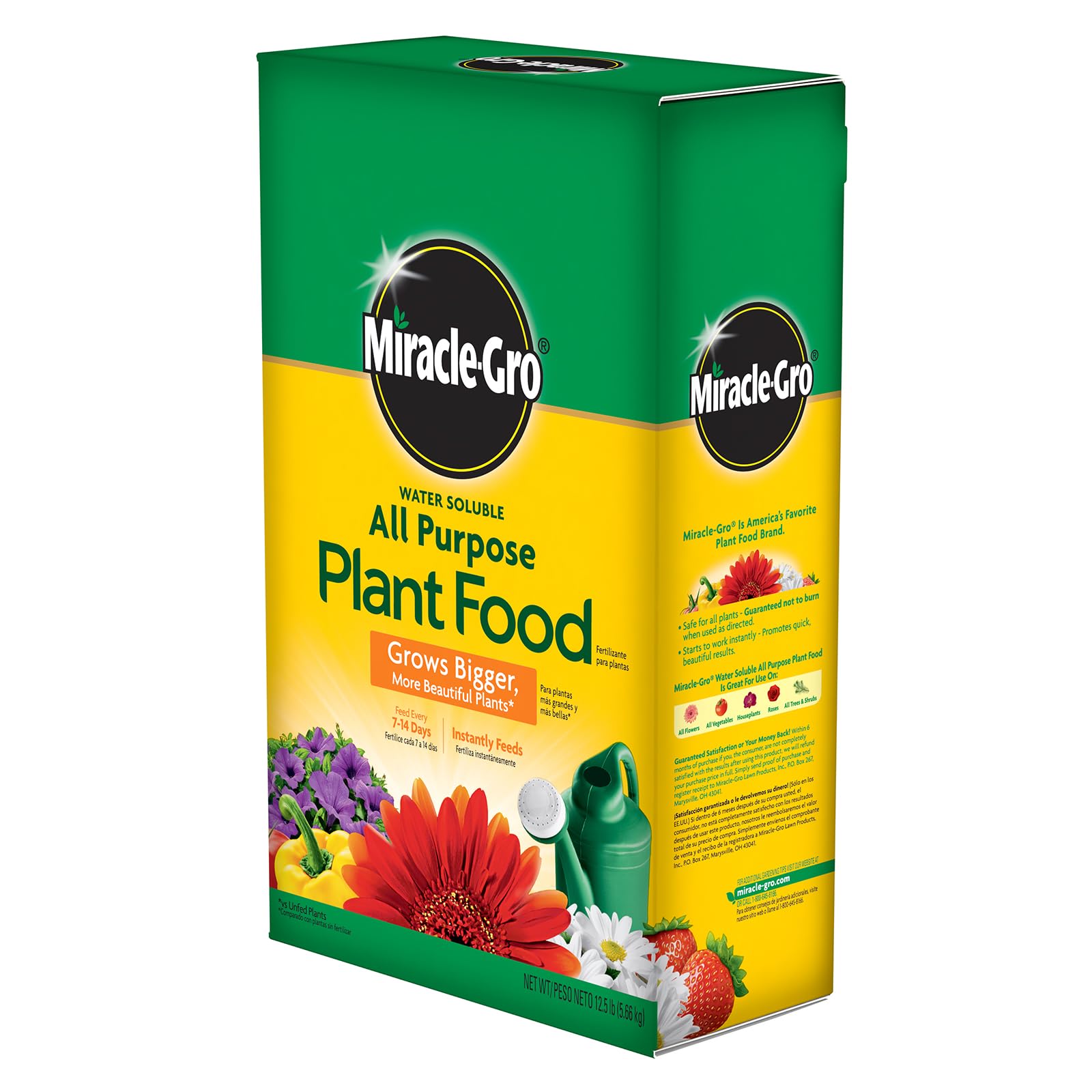 Miracle-Gro quick-dissolve formula shown mixing evenly in water
