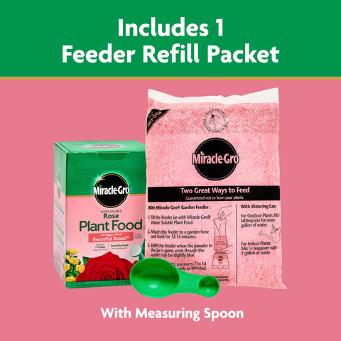 Miracle-Gro rose plant food dissolving in water for easy mixing