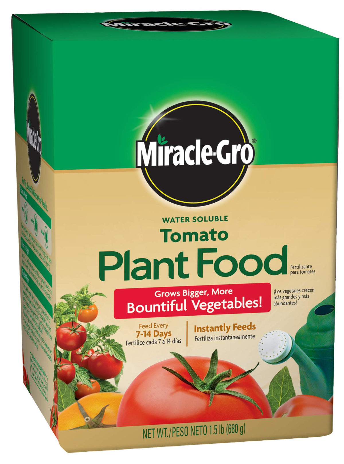 Miracle-Gro Tomato Plant Food bottle close-up for easy feeding