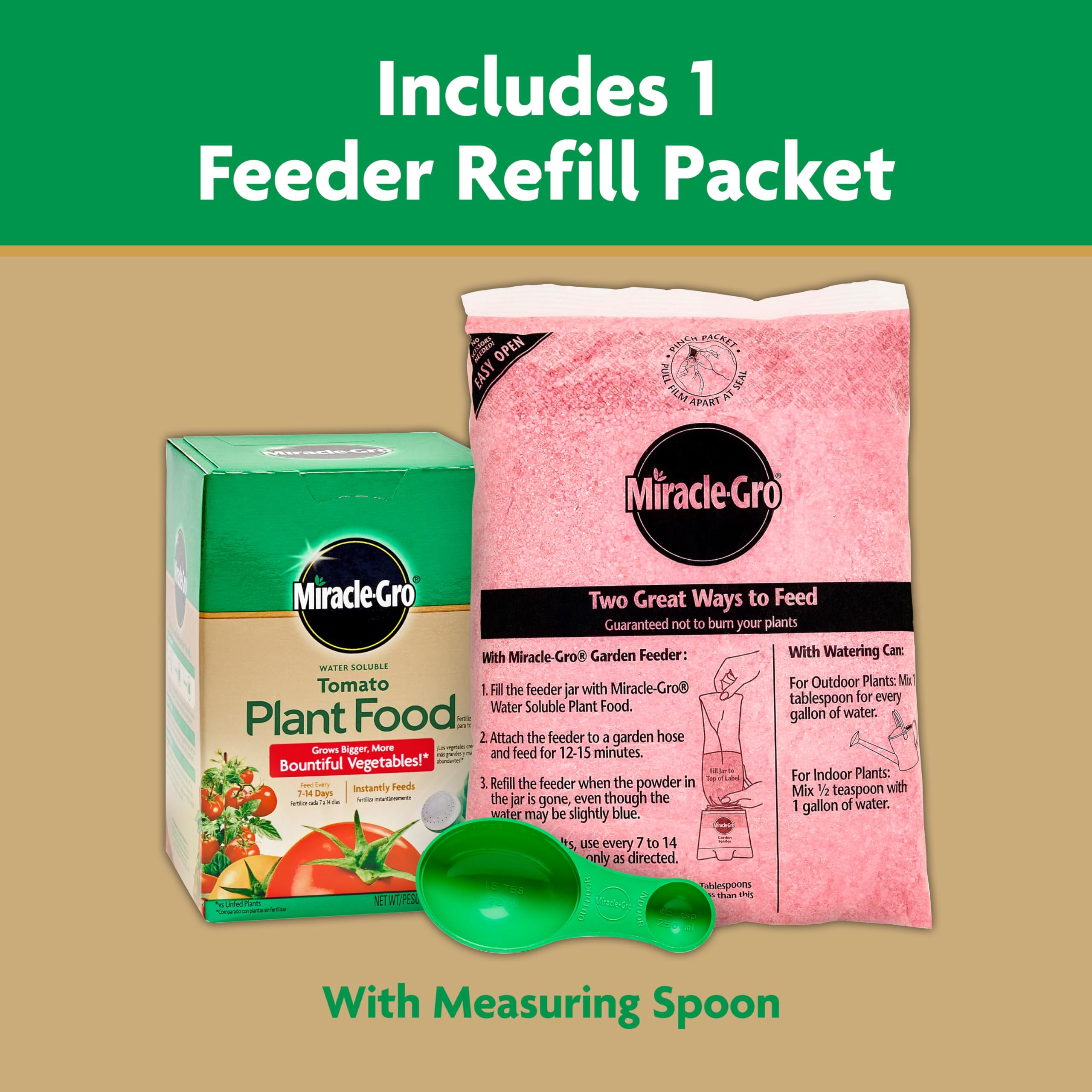 Label of Miracle-Gro Water Soluble Tomato Plant Food with usage directions