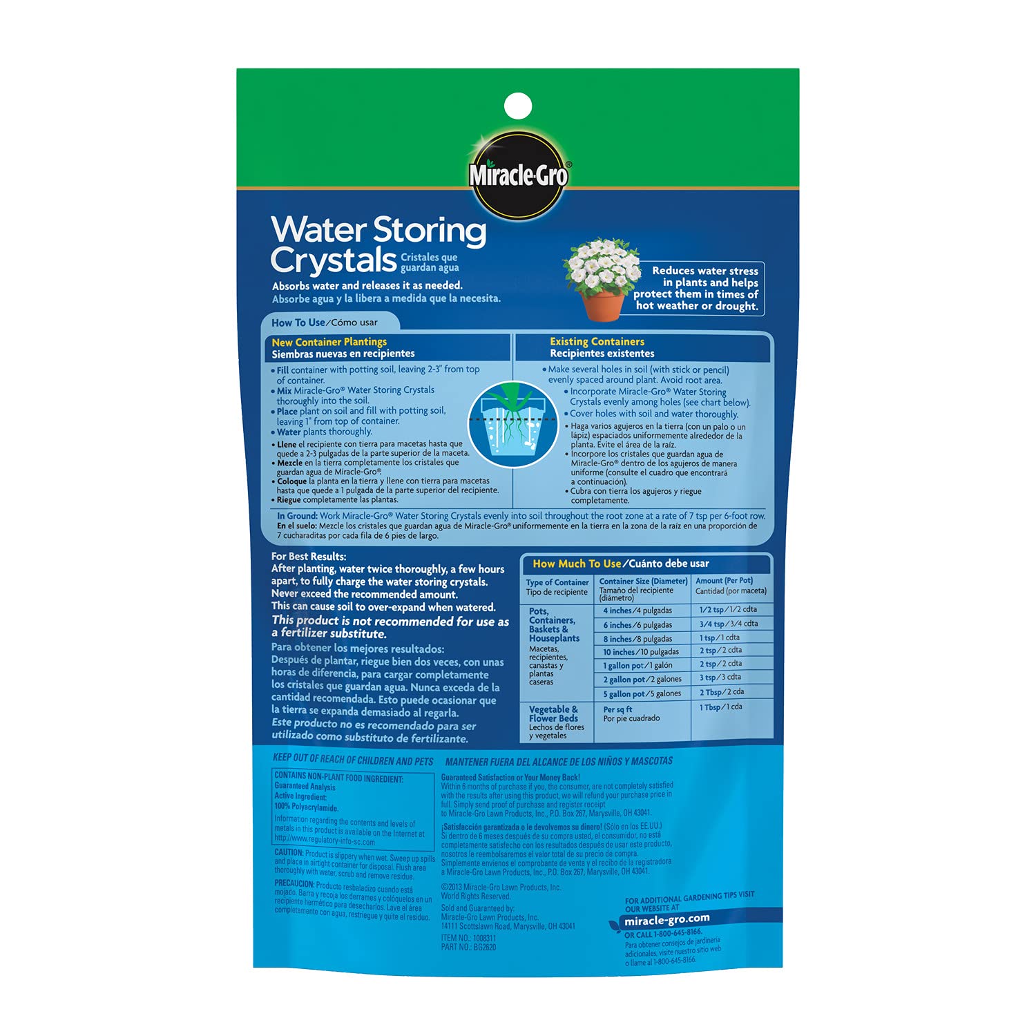 Miracle-Gro Water Storing Crystals in a hanging basket supporting steady moisture