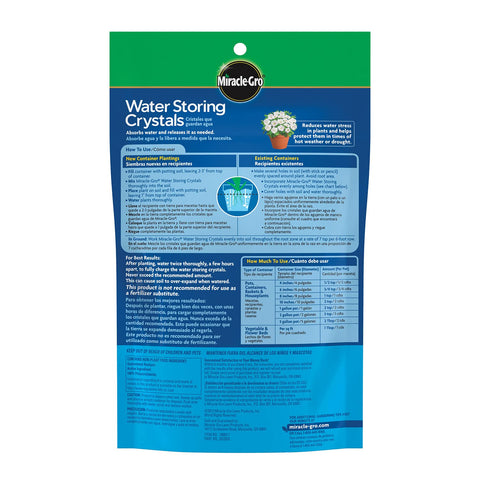 Miracle-Gro Water Storing Crystals in a hanging basket supporting steady moisture