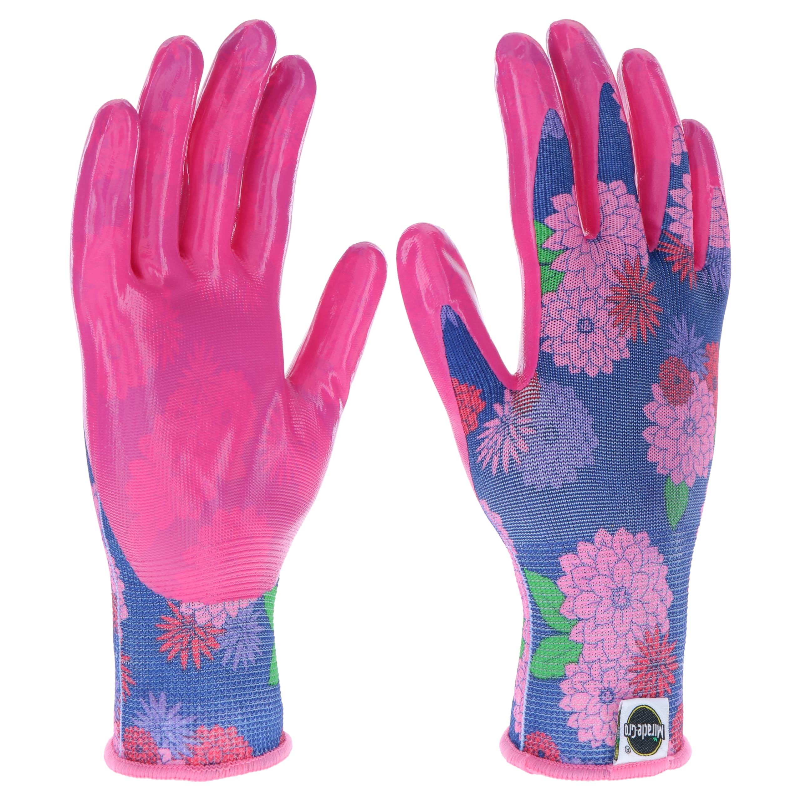 Miracle-Gro gloves floral pattern palm view deliver strong traction in wet conditions