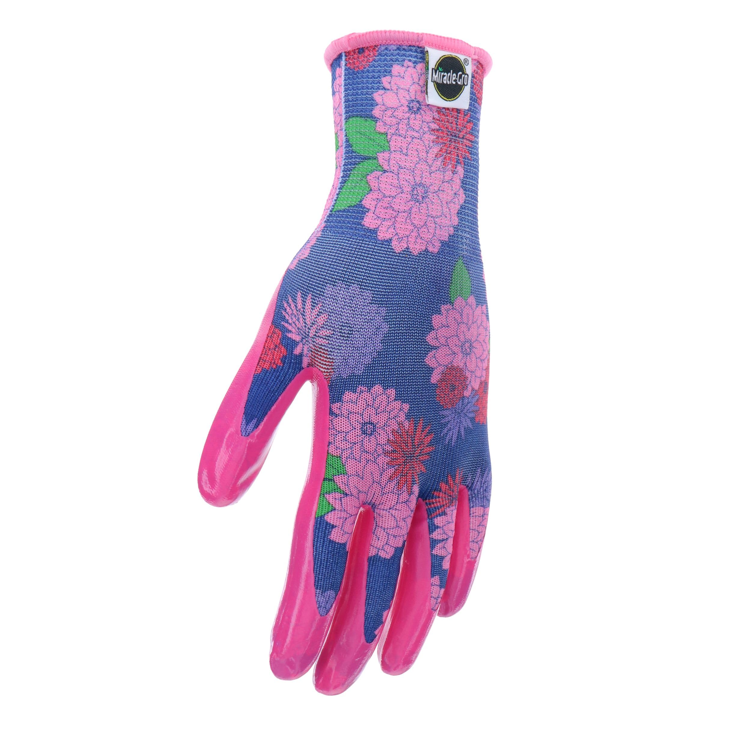 Miracle-Gro stretch-back glove image shows dexterity for small tools