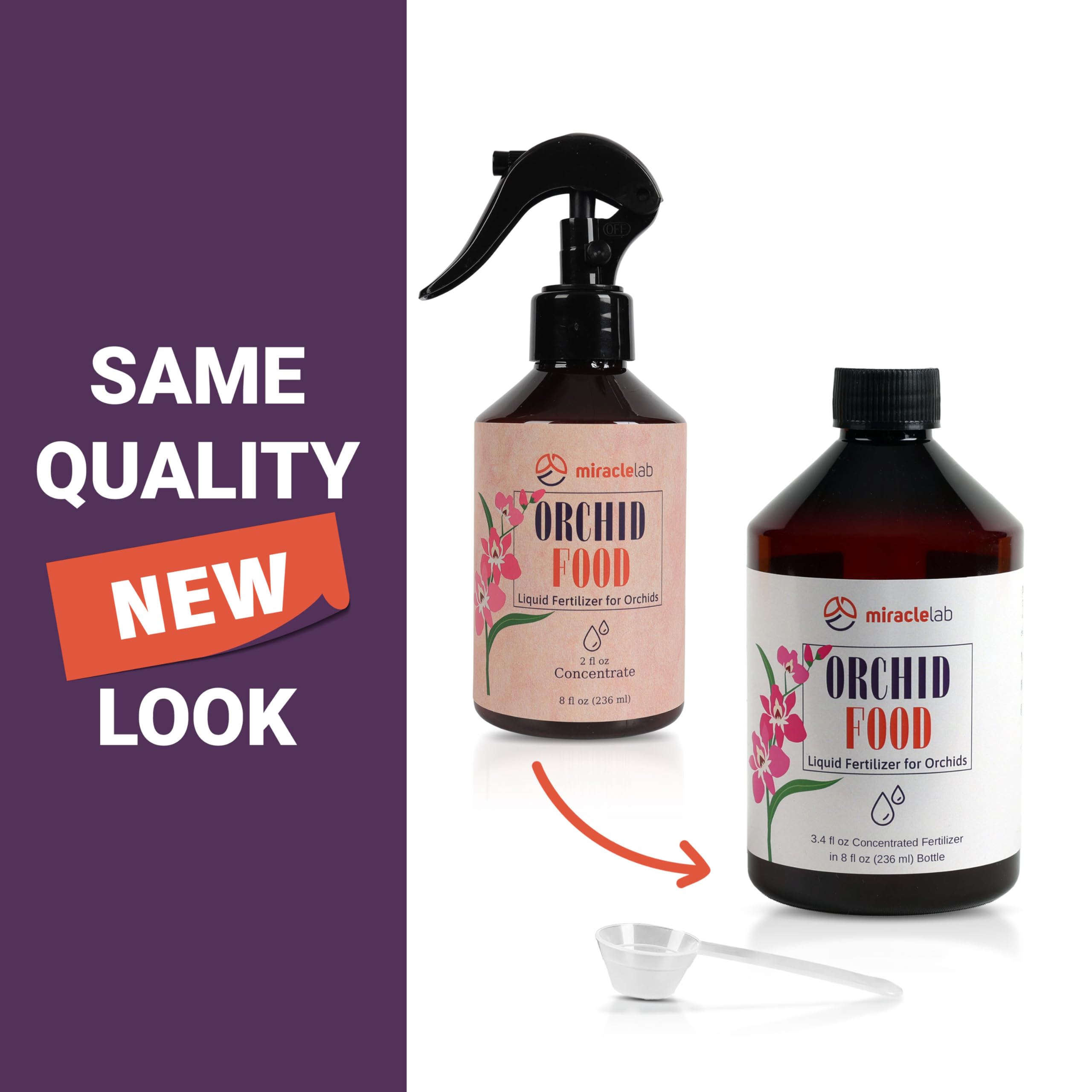 Miracle Lab Liquid Orchid Fertilizer dispense demonstrates an easy spray for even nutrient coverage.