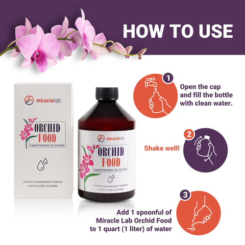 Miracle Lab Liquid Orchid Fertilizer spraying action enables a gentle mist for healthy leaves.