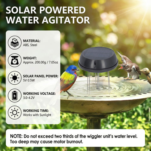 Miriam Song water wiggler action shows dynamic movement attracting birds for drinking.