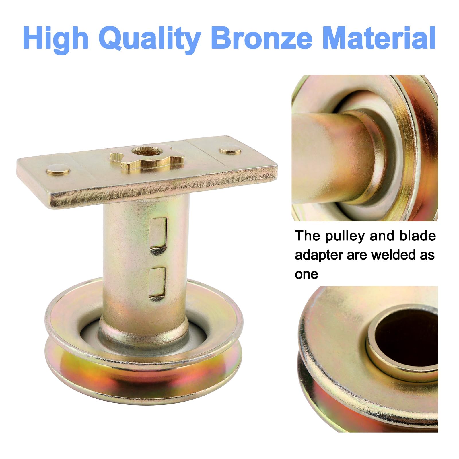 Misakomo bronze pulley adapter showing robust material and fit for outdoor mowing.