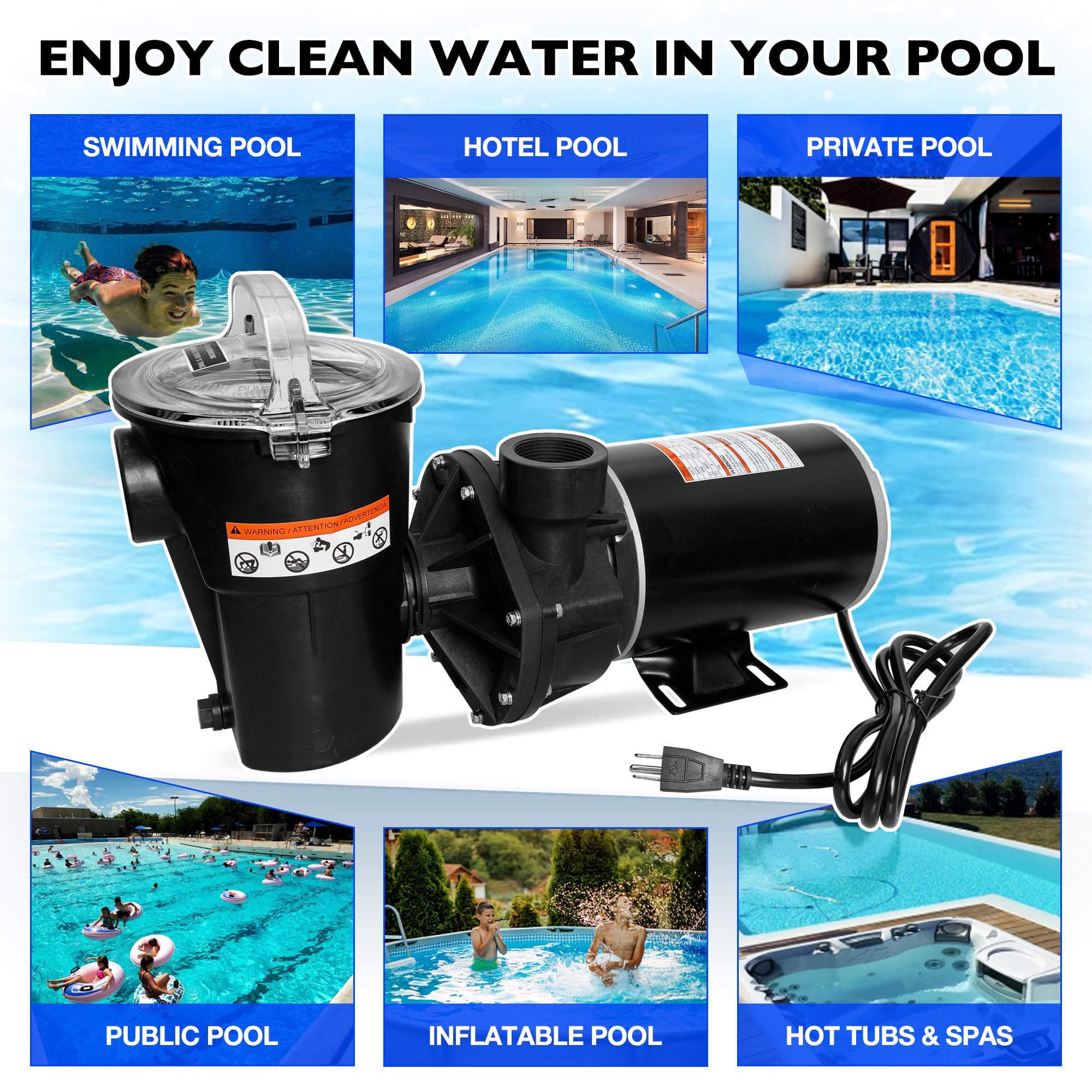 Misakomo 6-foot cord provides flexible setup options for pool equipment layout.