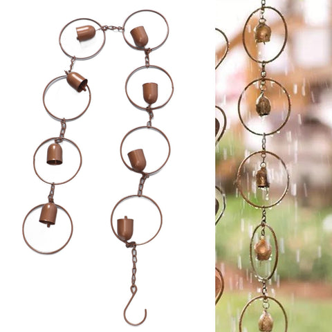 Miskall downpipe rain chain with installation hook for easy outdoor setup.