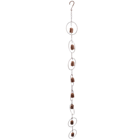 Miskall hanging rain chime in metal bell finish creates soothing outdoor rainfall sounds.