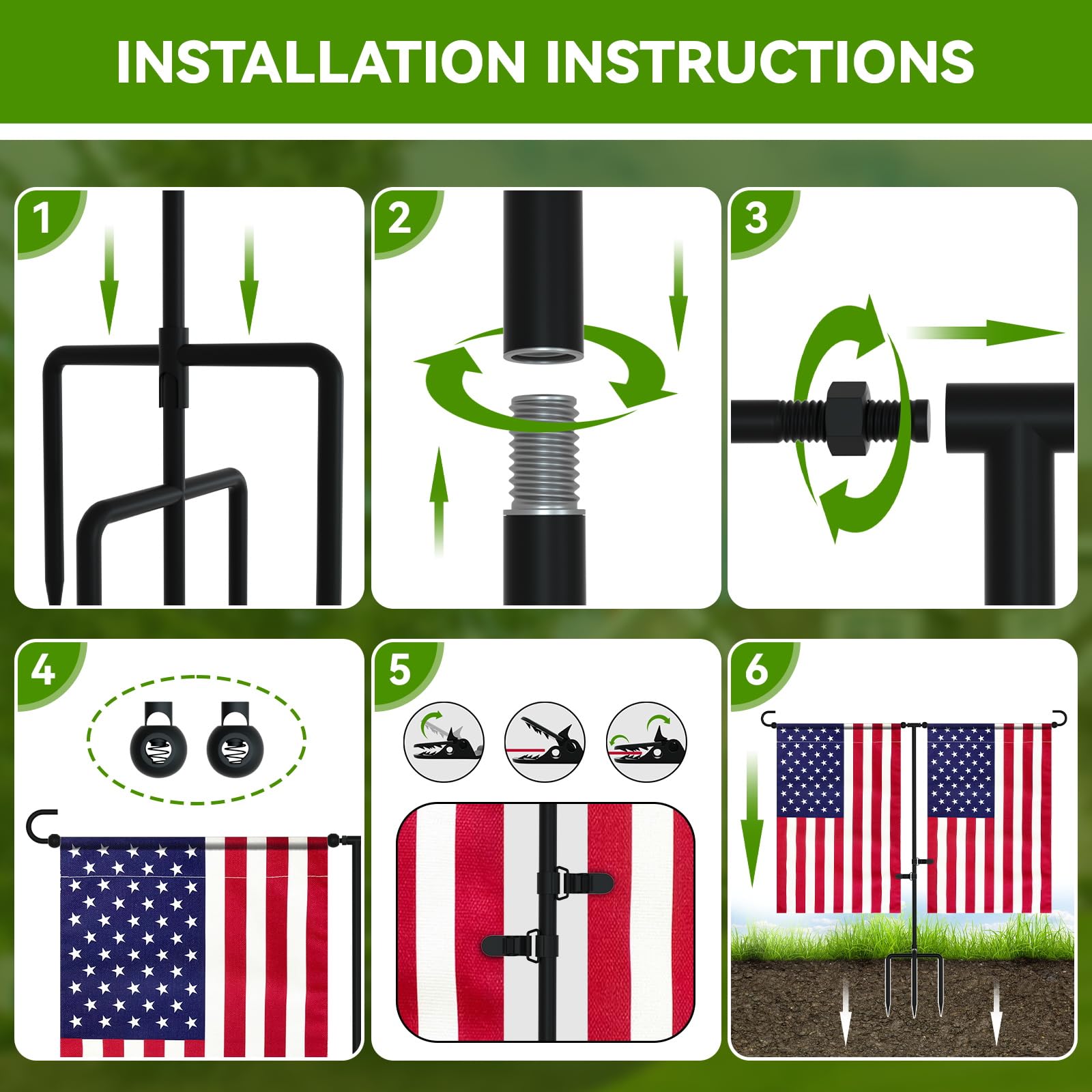 MISNI anti-wind clips keep two flags tidy and flutter-free
