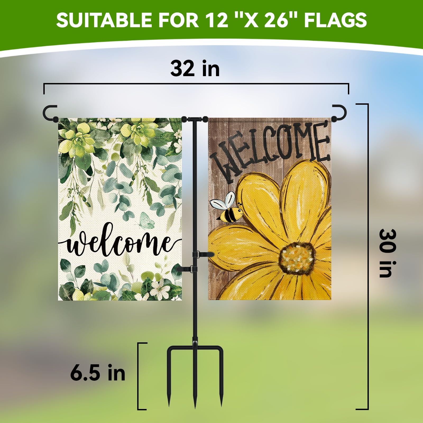 MISNI double-flag display illustrates seasonal decor without tangling