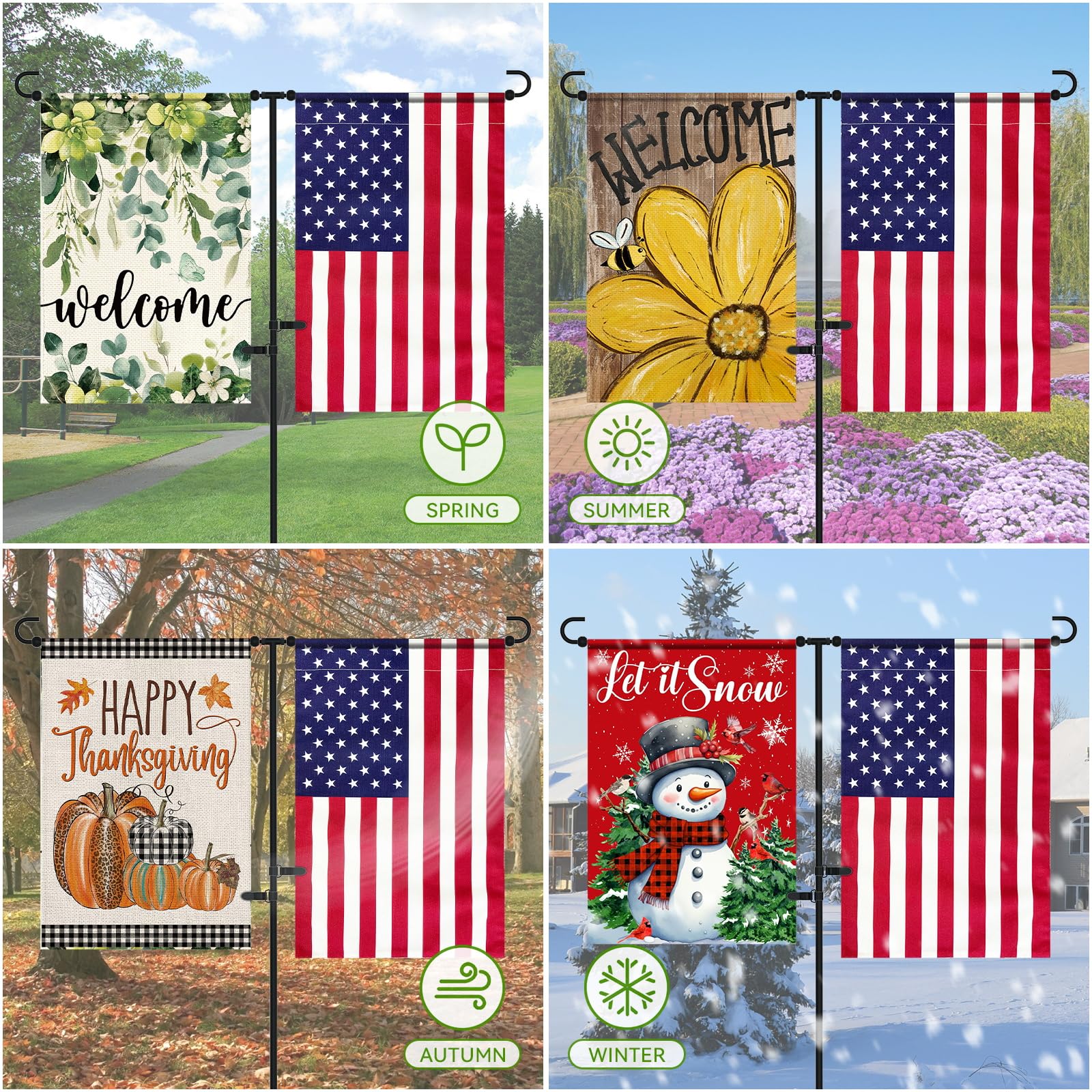 MISNI front yard display with sturdy, stable flag stand outdoors