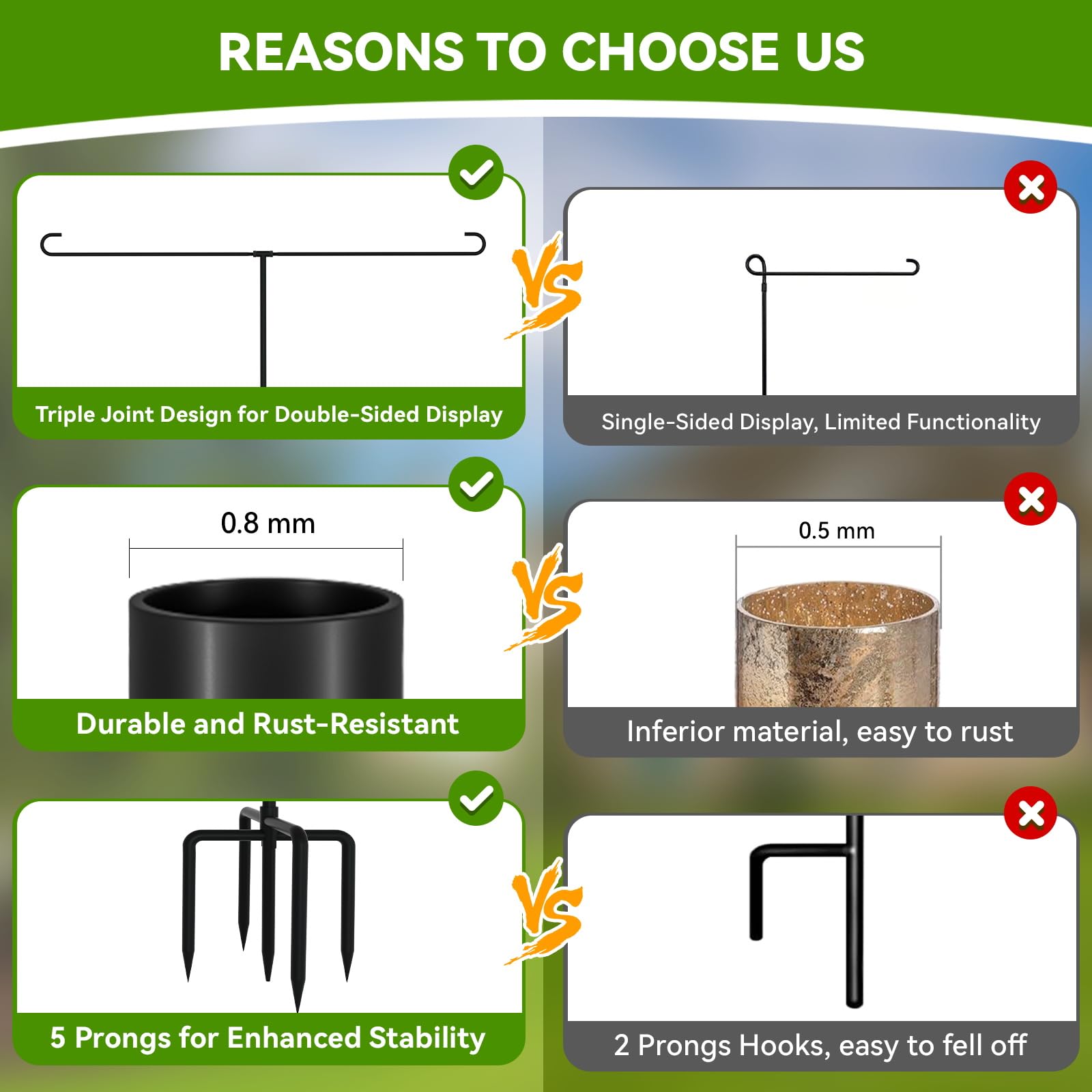 MISNI weatherproof aluminum stand resists rust and sun for year-round outdoor use