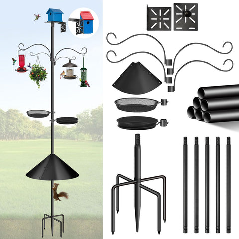 Misoull 92inch-bird-feeder-pole demonstrates tall, adjustable setup for versatile outdoor feeding.