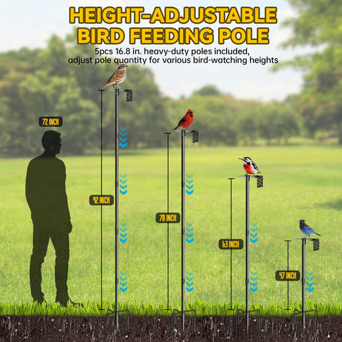 Misoull adjustable-height-pole-92inch shows five height options for flexible viewing.