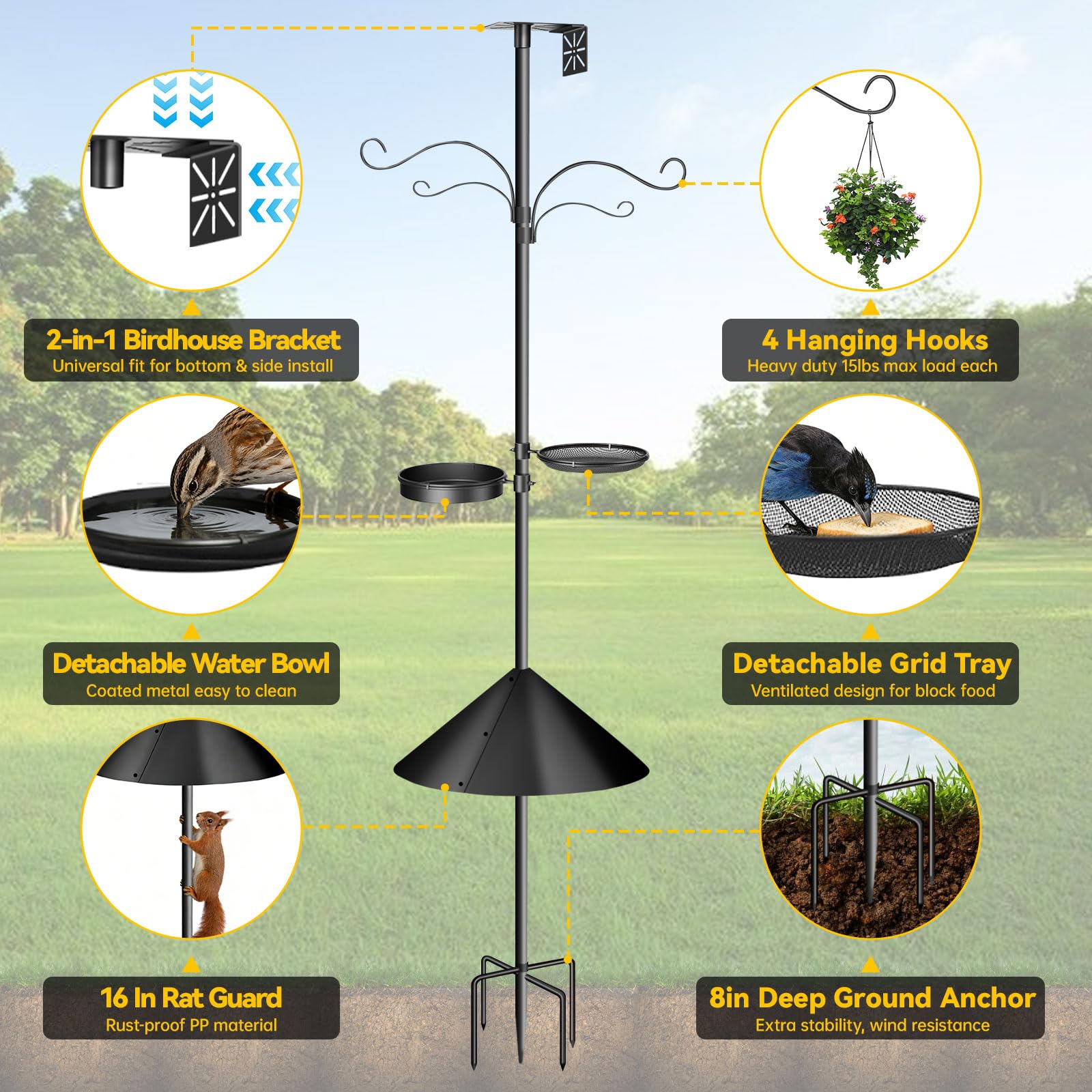 Misoull squirrel-proof-baffle image highlights protection against raiders.