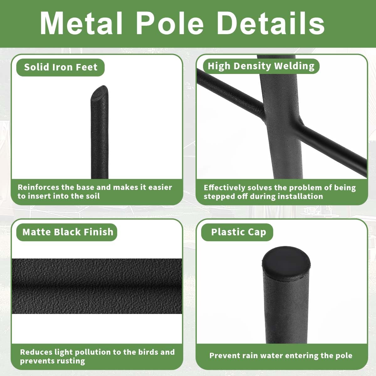 MISPACIO 80-inch outdoor feeder pole provides durable garden support