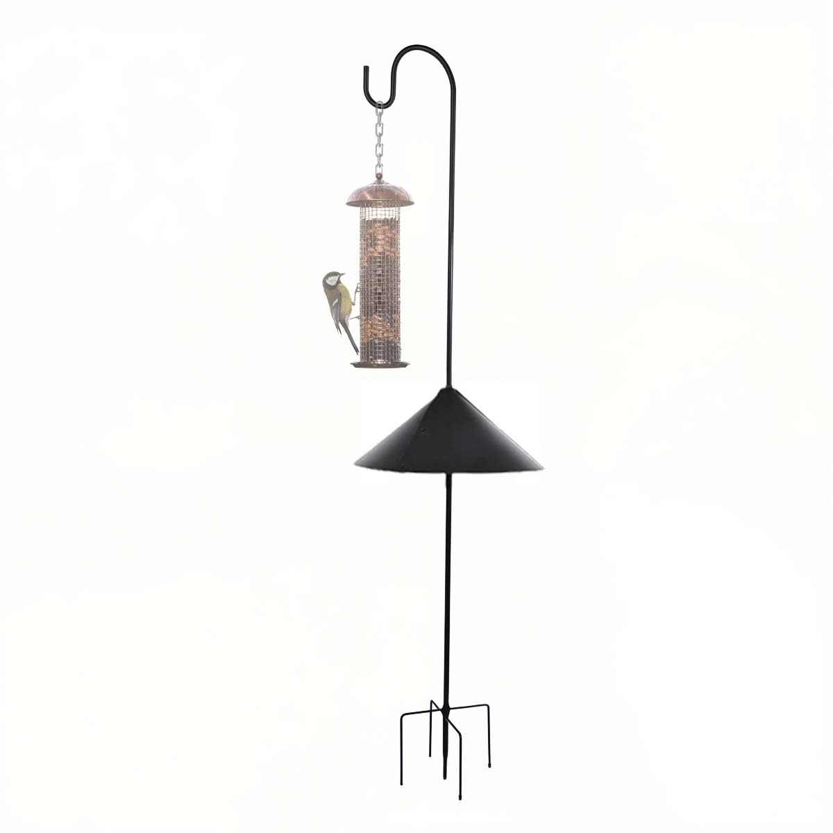 MISPACIO matte black bird feeder pole ready for outdoor installation