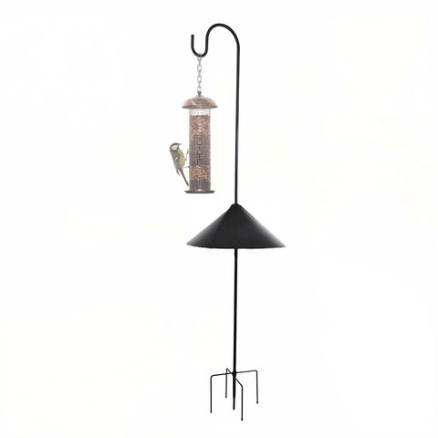 MISPACIO matte black bird feeder pole ready for outdoor installation