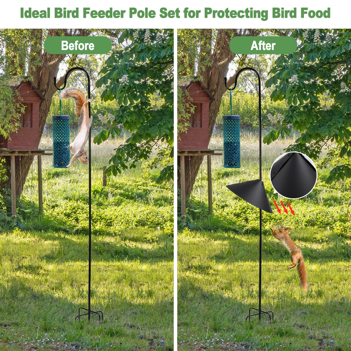 MISPACIO removable squirrel baffle attachment for deterred feeding