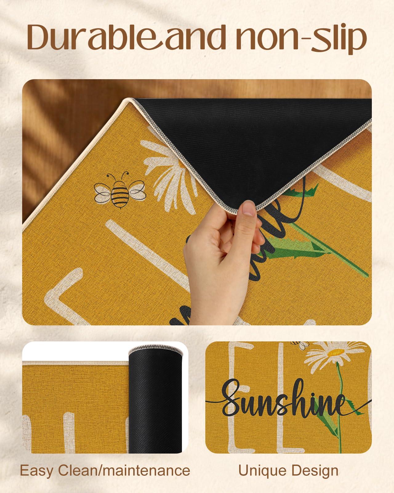 Miss Adola Hello Sunshine mat sized 17x29 for front porch or indoor use.