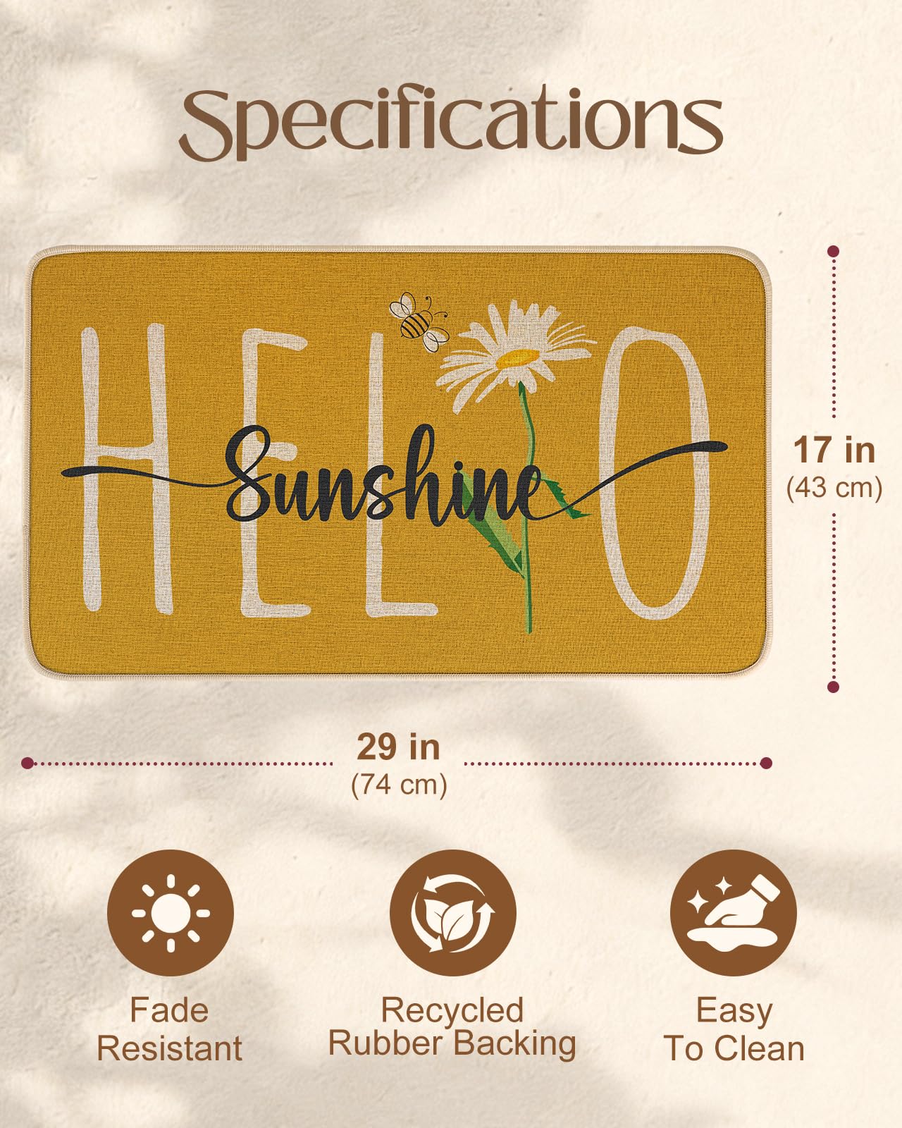 Miss Adola Hello Sunshine mat focused on daisies for cheerful curb appeal at the door.
