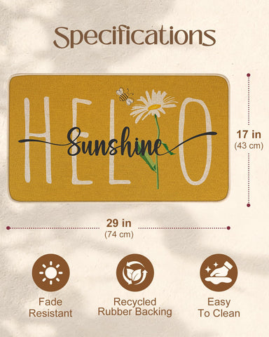 Miss Adola Hello Sunshine mat focused on daisies for cheerful curb appeal at the door.