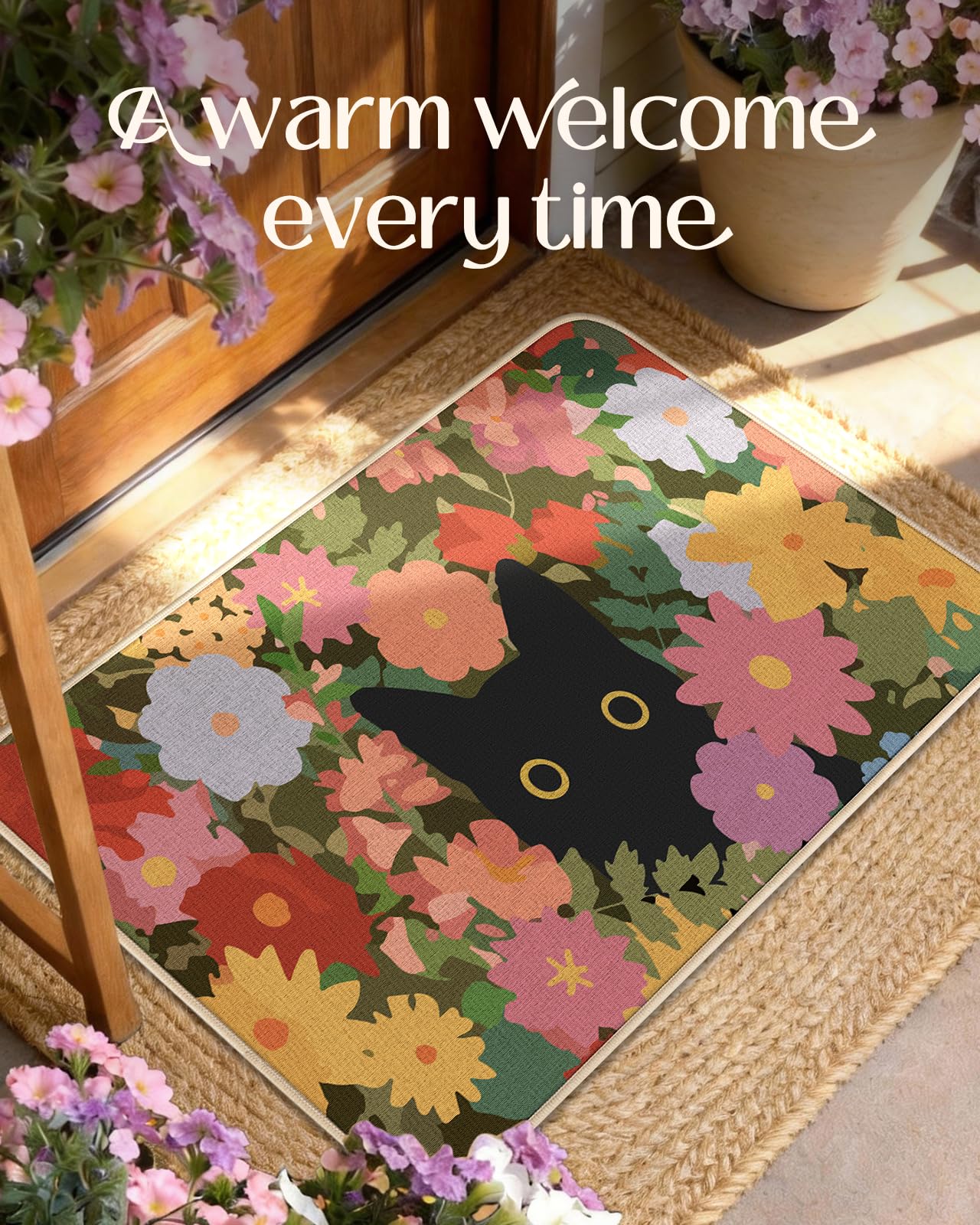 Miss Adola washable doormat with faux linen for easy cleaning