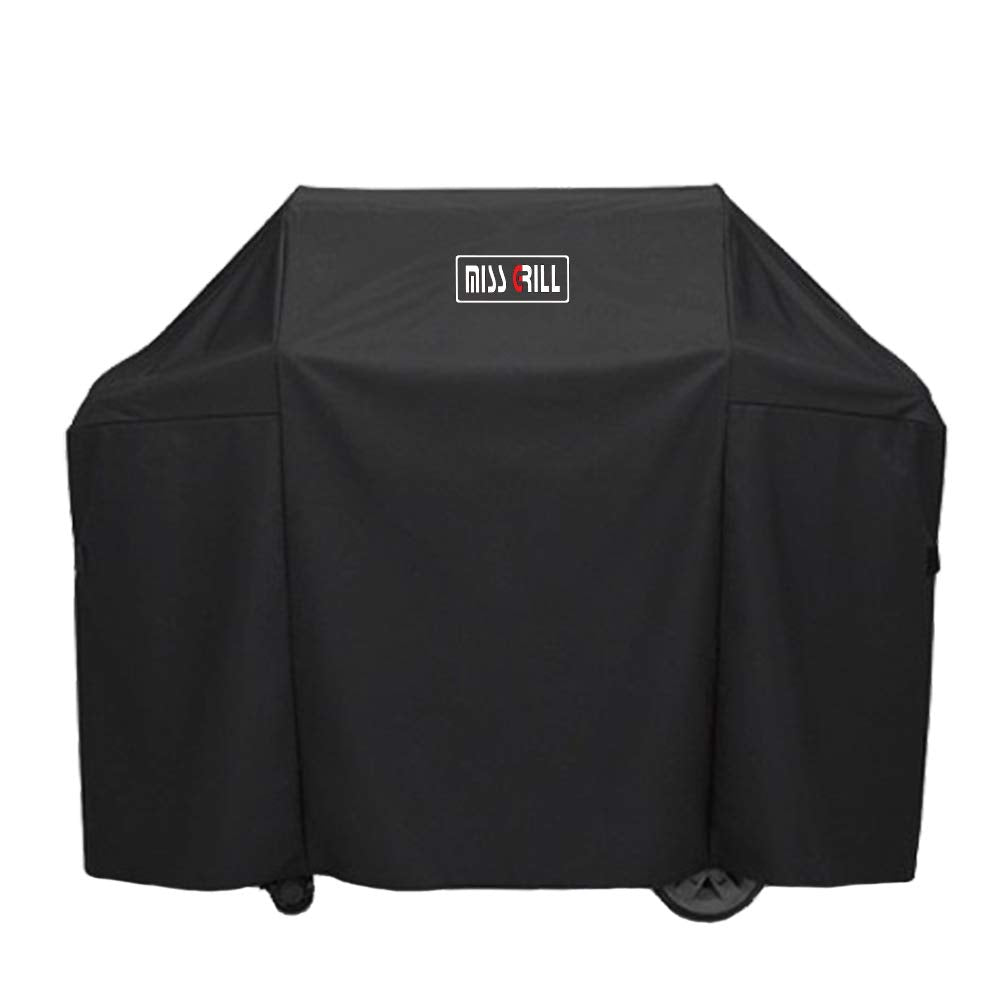 Heavy-duty waterproof MissGrill 7130 cover shields from rain and dirt